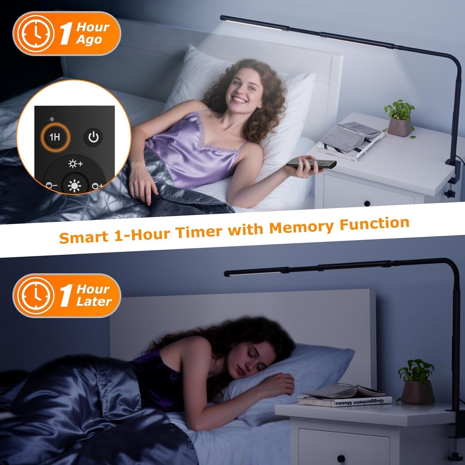 Adjustable Gooseneck LED Desk Lamp with Stepless Dimming & Remote Control