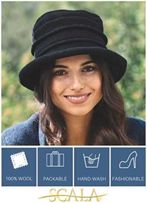 Hand-Washable Women's Stylish Boiled Wool Cloche Hat - Travel Friendly