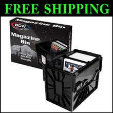 Load image into Gallery viewer, Ample Black Plastic Magazine Storage Bin with Sliding Locks for Secure Documents