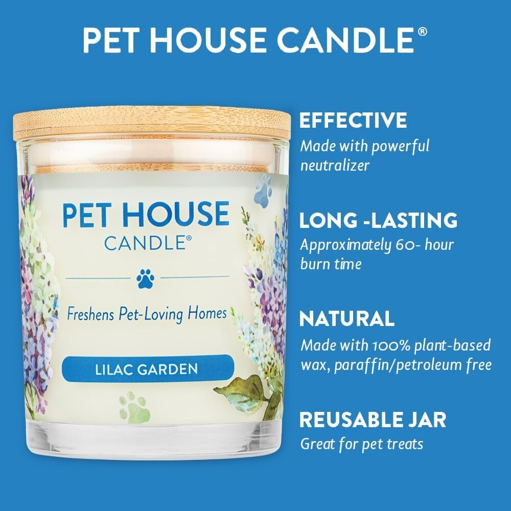 Scented Soy Candles for Pet Lovers - 2 Pack Lilac Garden Odor Eliminator