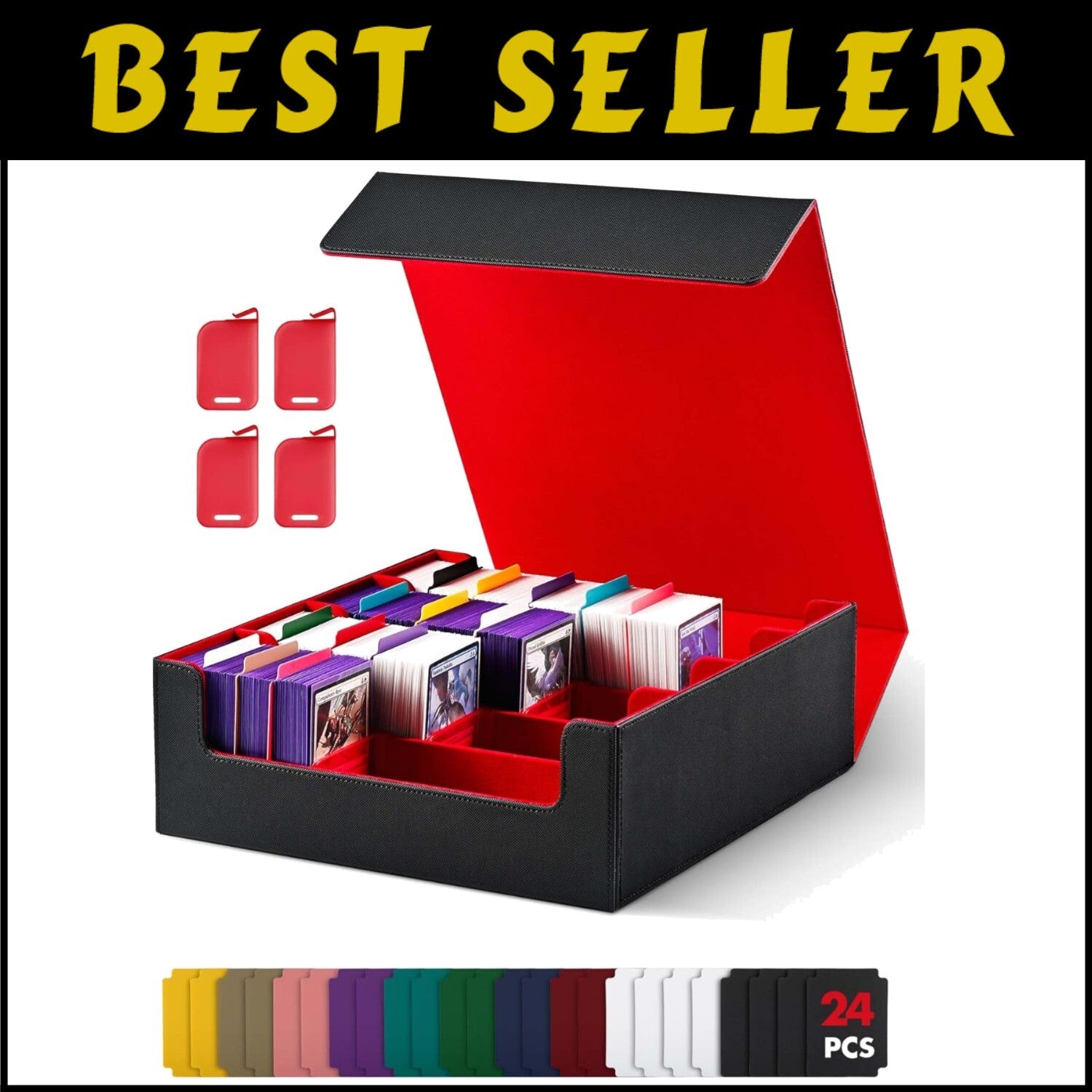Premium MTG Commander Deck Box with Colorful Dividers and Magnetic Closure
