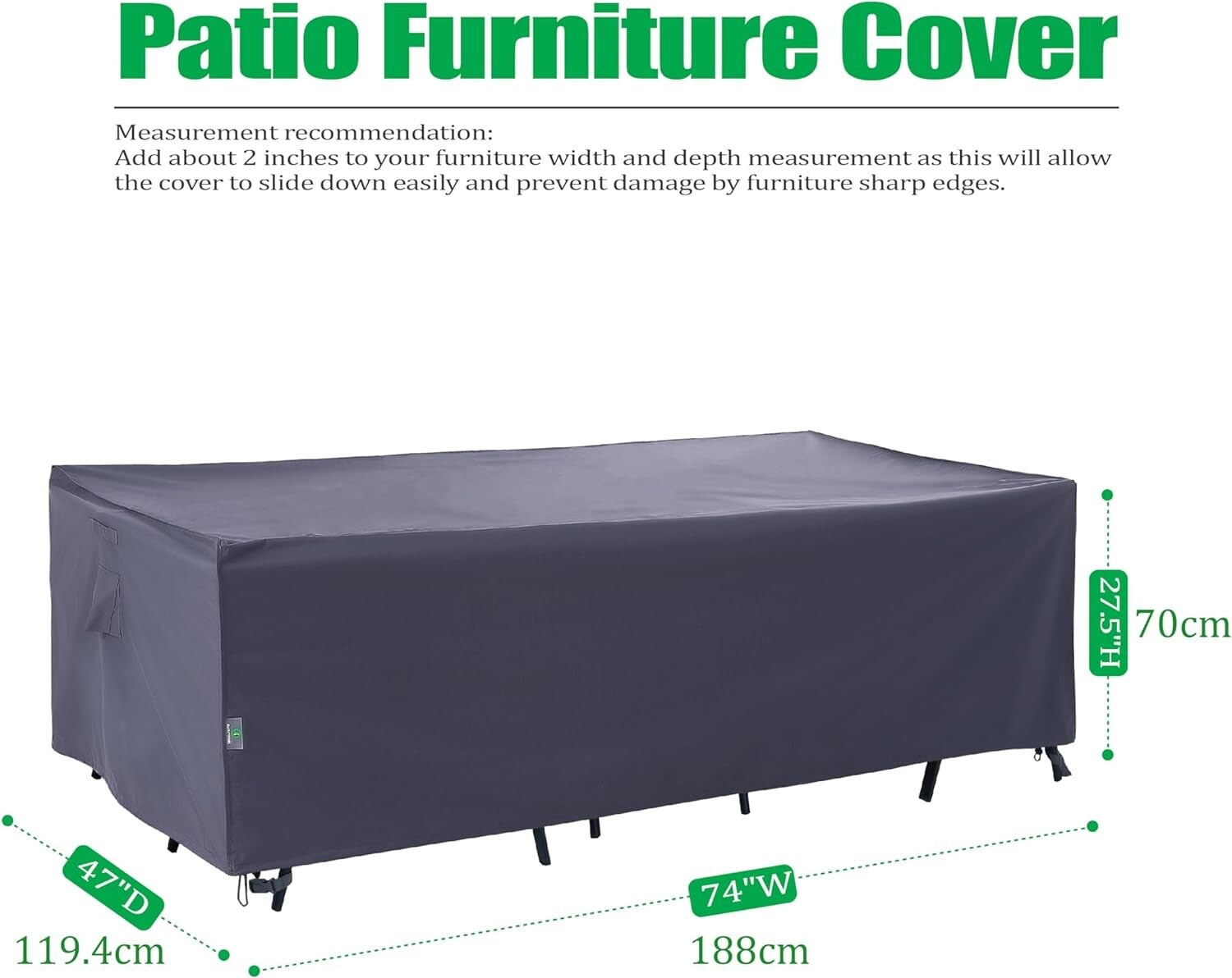 Waterproof Patio Table Covers - UV Resistant Protection for 74x47 in Tables