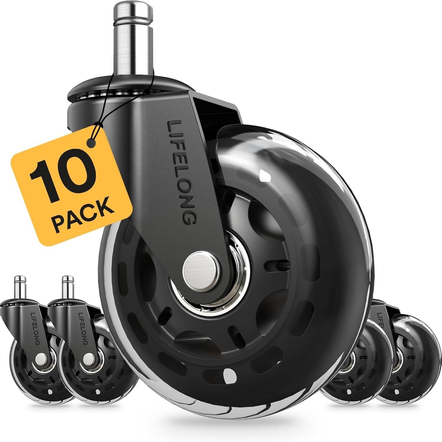 Heavy-Duty Office Chair Wheels - Set of 5 for Hardwood & Carpet Floors