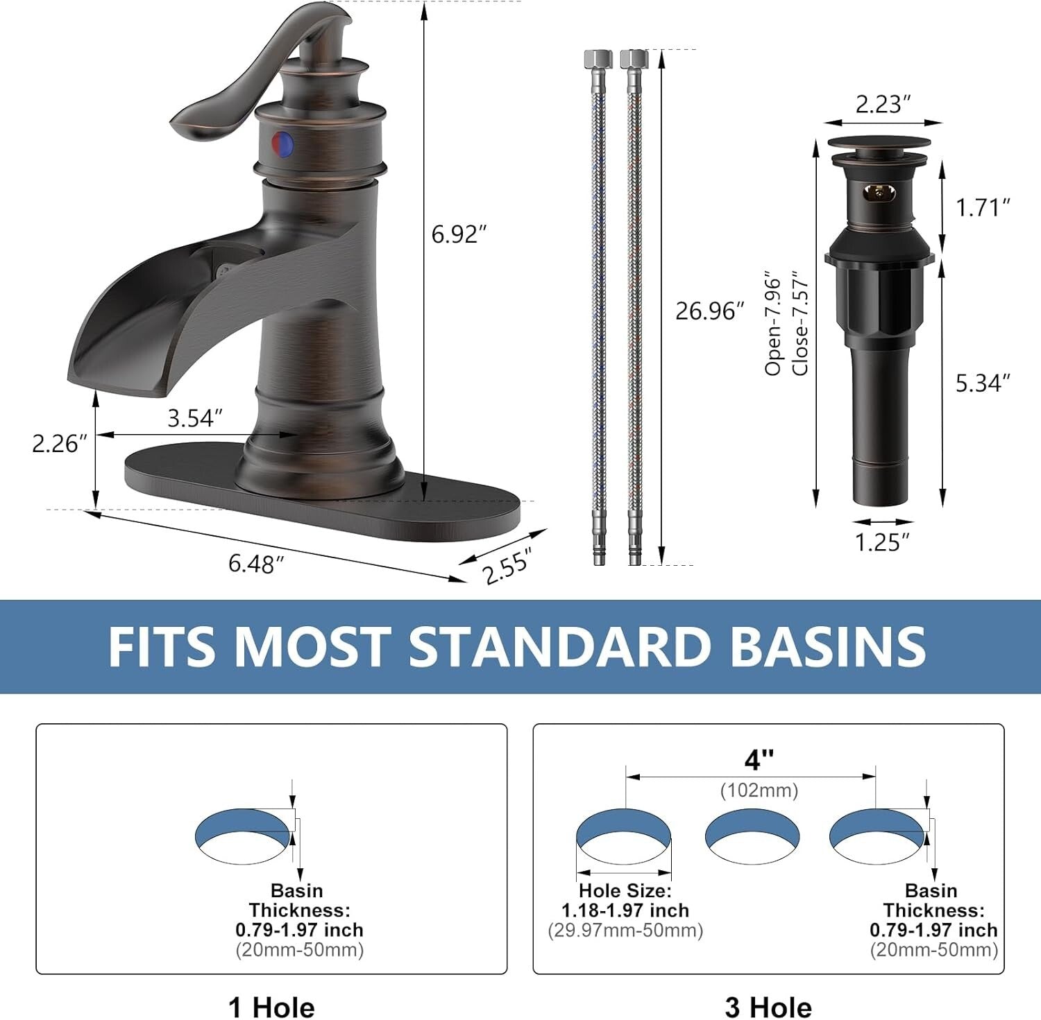Commercial-Grade Waterfall Faucet with Lever Handle in Oil Rubbed Bronze Finish