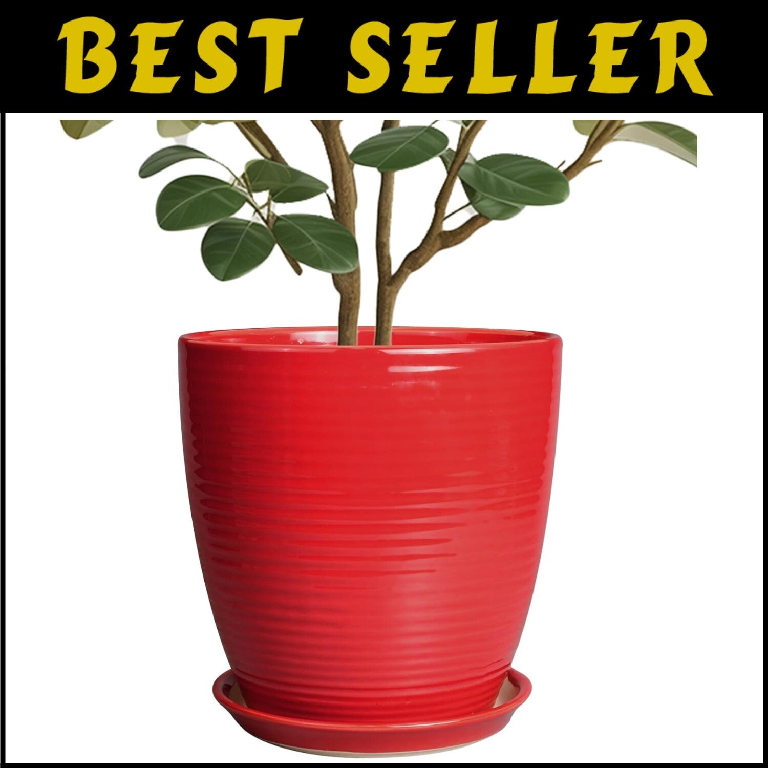 Stylish Round Red Ceramic Planter 10 Inch - Perfect for Flowers & Gifts