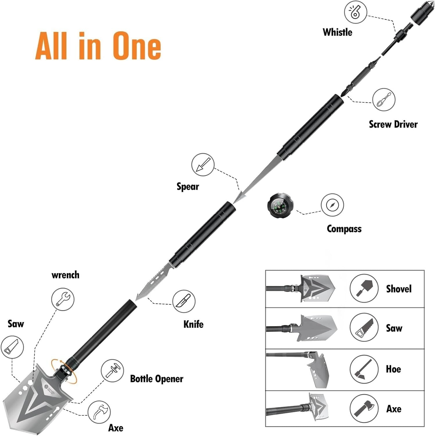 Compact High Carbon Steel Camping Axe with Extendable Handle - Versatile Gear