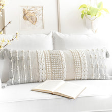 Load image into Gallery viewer, Handmade Light Gray Lumbar Pillow Cover 14x36 for Modern Farmhouse Decor