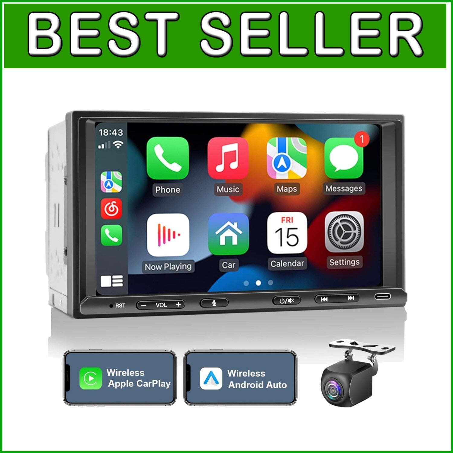 7-Inch HD Touchscreen Car Stereo with Bluetooth, GPS, Backup Camera - Double Din