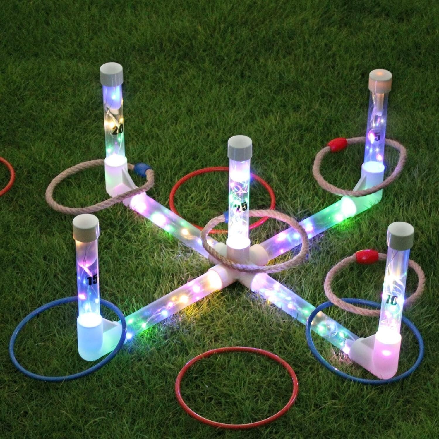 Family-Friendly LED Ring Toss Game - Easy Setup with 10 Piece Set for Play