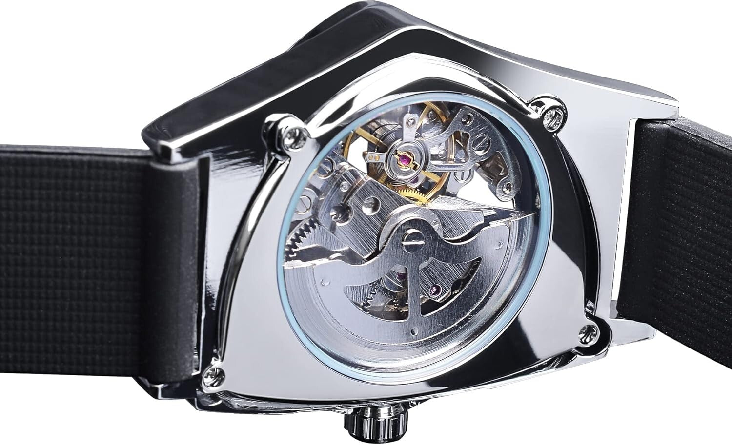 Unique Triangle Shield Skeleton Watch for Men - Self-Winding & Luminous Design