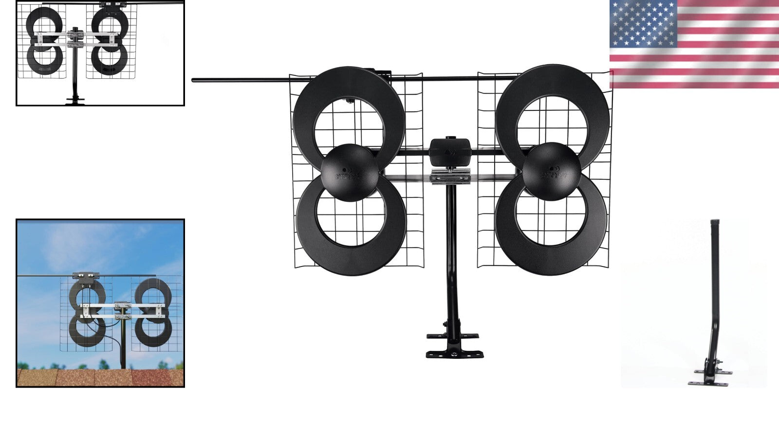 Multidirectional ClearStream 4V TV Antenna - 70+ Miles, Easy Installation, Black