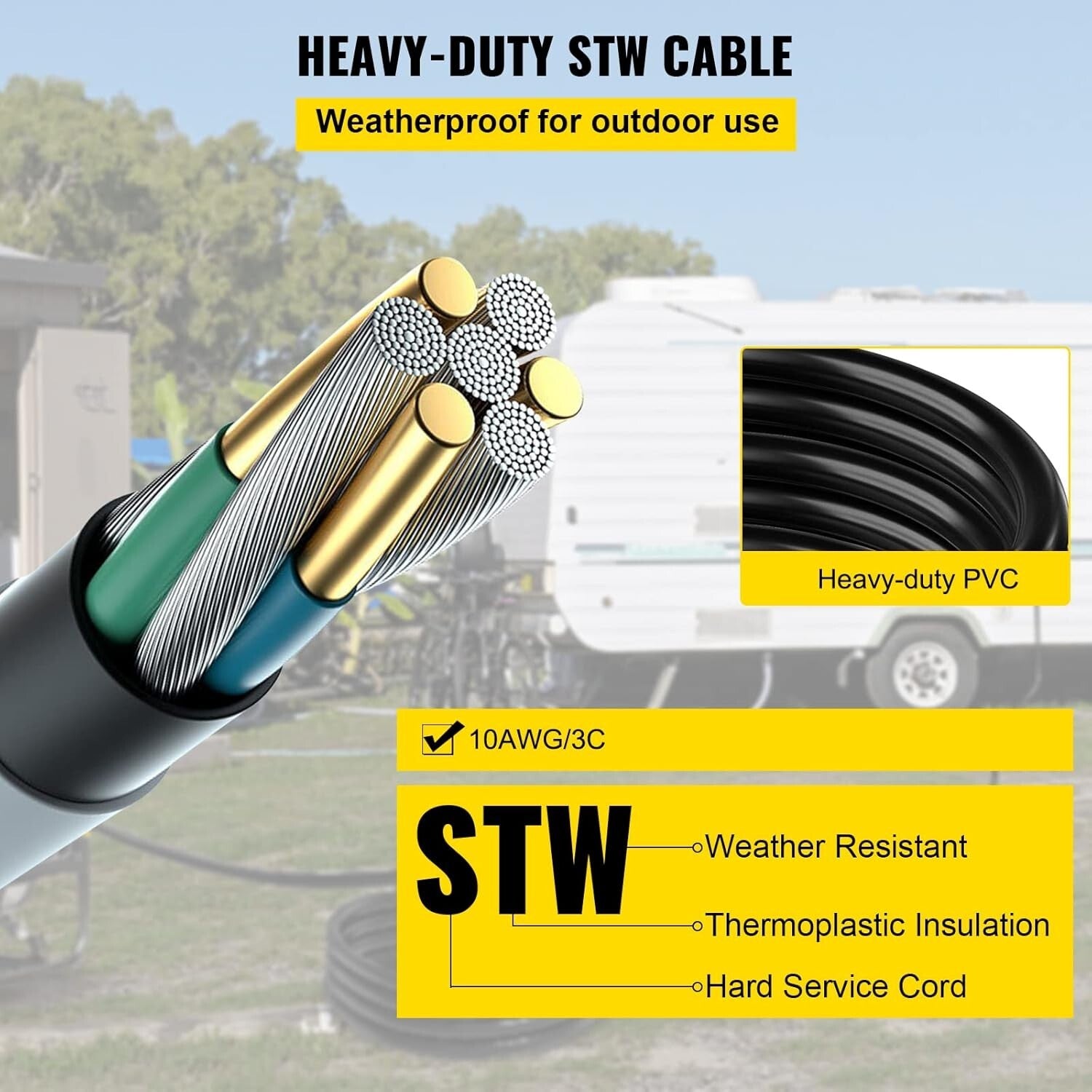 Flexible 30A Welder Extension Cable - 50FT STW Rated for Outdoor Use 250V