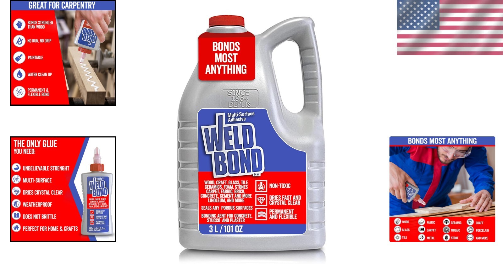 Versatile Non-Toxic Glue – Bonds Most Anything! 3L/101 oz - For All Surfaces