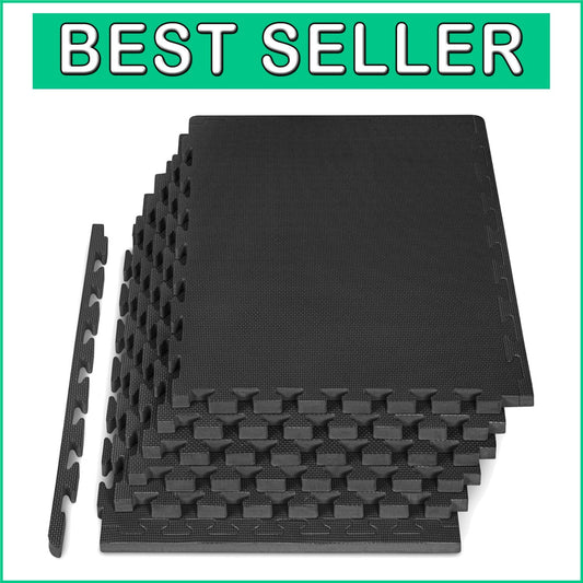 Durable Interlocking EVA Foam Exercise Mat - 24 Sq Ft of Cushioned Flooring