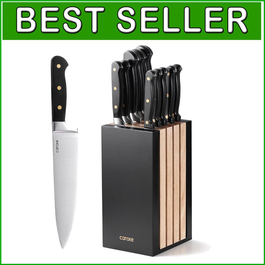 11-Piece Black Kitchen Knife Set with Magnetic Block - Razor Sharp & Ergonomic