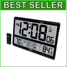 Load image into Gallery viewer, Wireless Outdoor Sensor &amp; Easy-Read Atomic Clock - Battery Powered, 4" Display