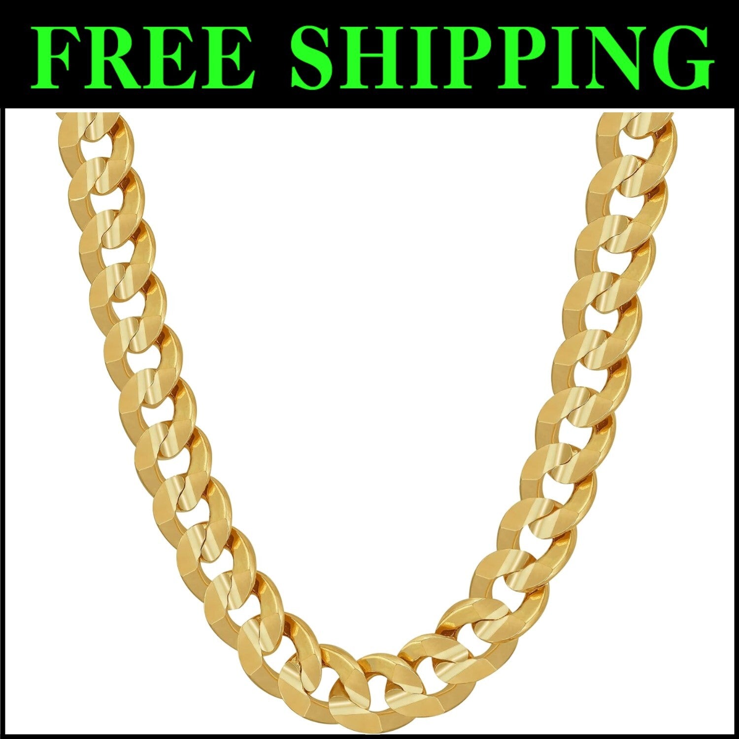 6mm & 9.5mm Gold or White Gold Plated Cuban Link Chain - Lifetime Warranty