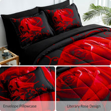 Load image into Gallery viewer, Lightweight Microfiber 7-Piece Red Floral Comforter Set - Perfect for Bedrooms