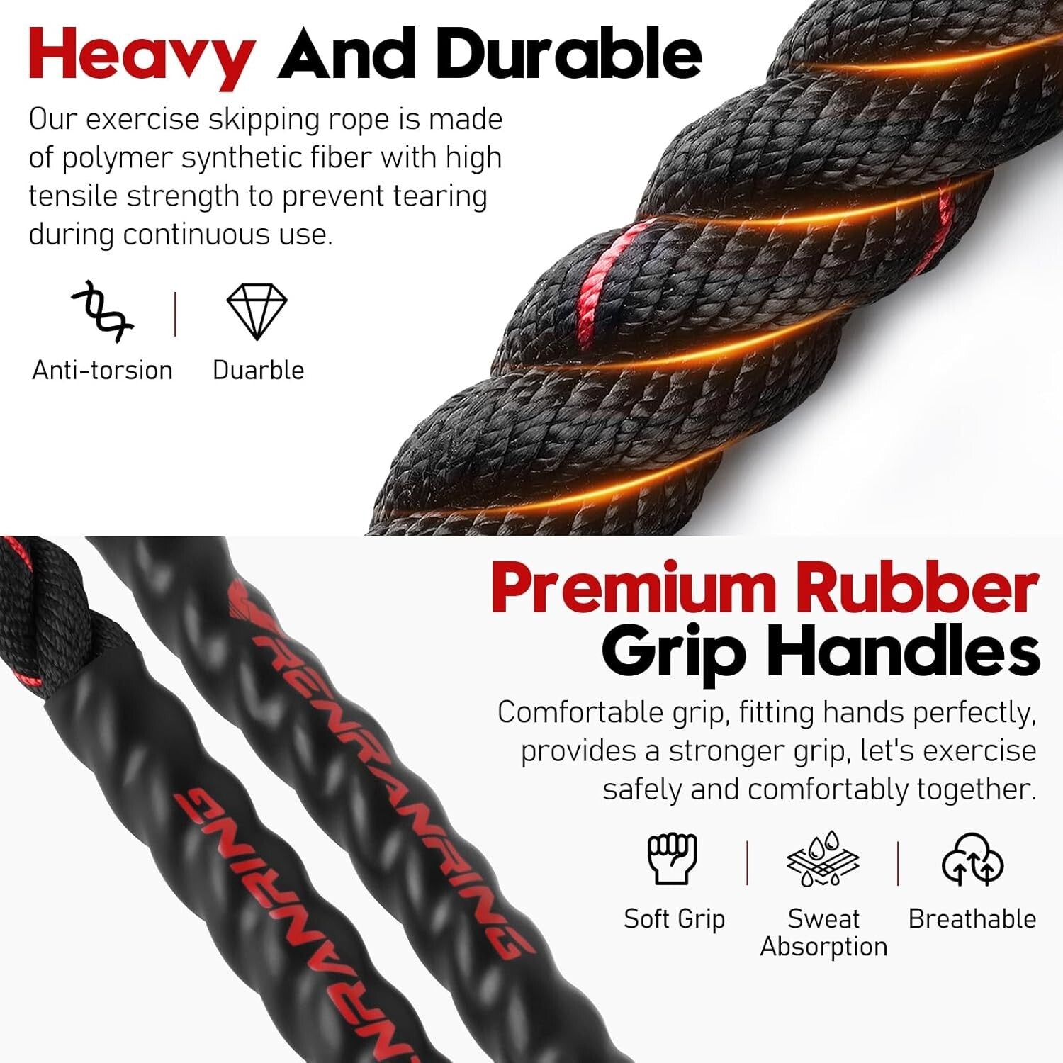 Unleash Your Potential: 3lb to 5lb Weighted Jump Rope for Full Body Conditioning