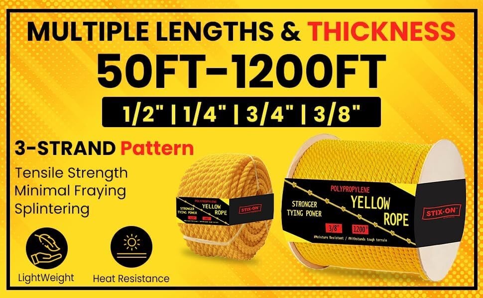 1/2 Inch Twisted Nautical Rope - 3780 Lbs Strength, Oil Resistant & Versatile