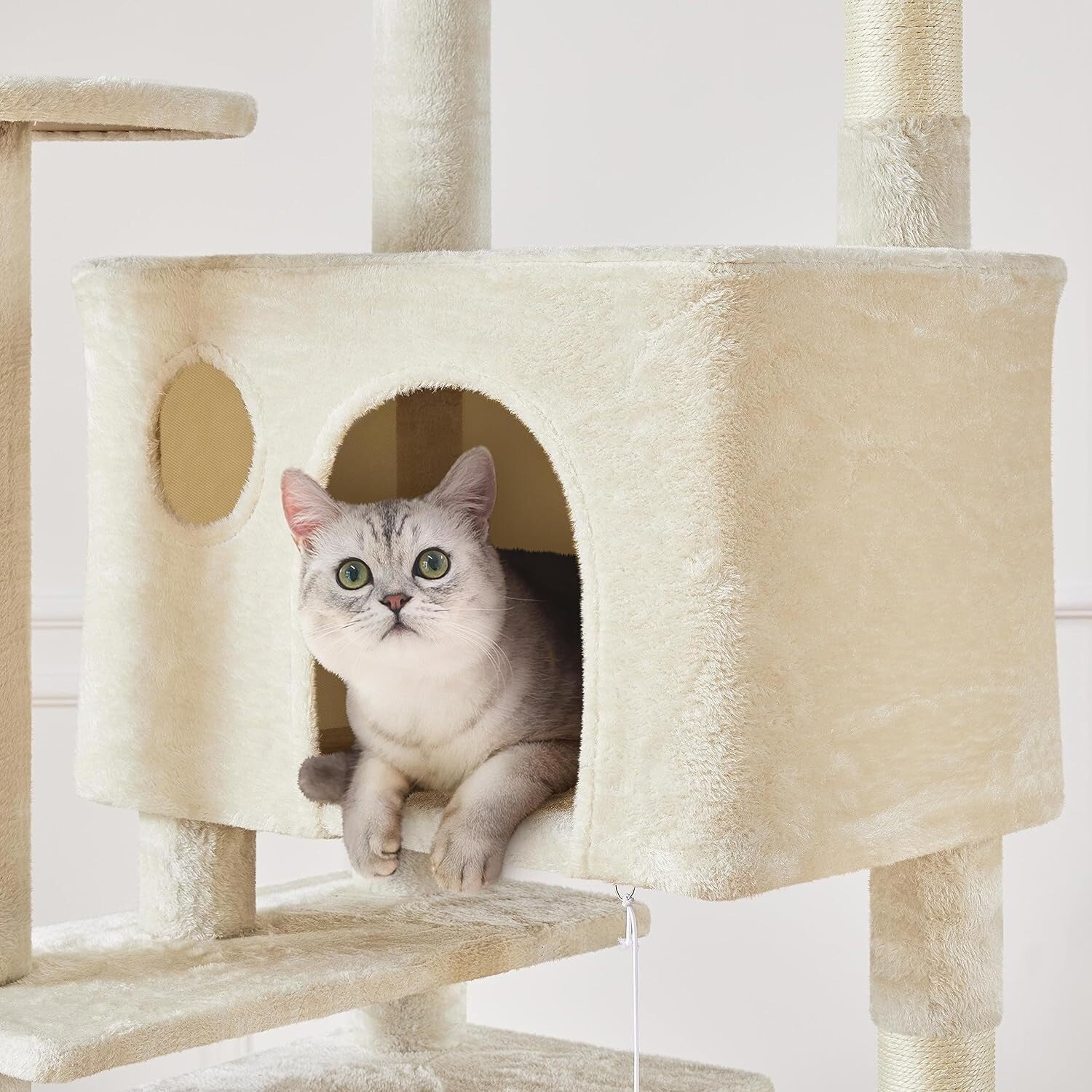Spacious Cat Tree Tower with Cozy Condos & Platforms for All Cat Breeds - Beige