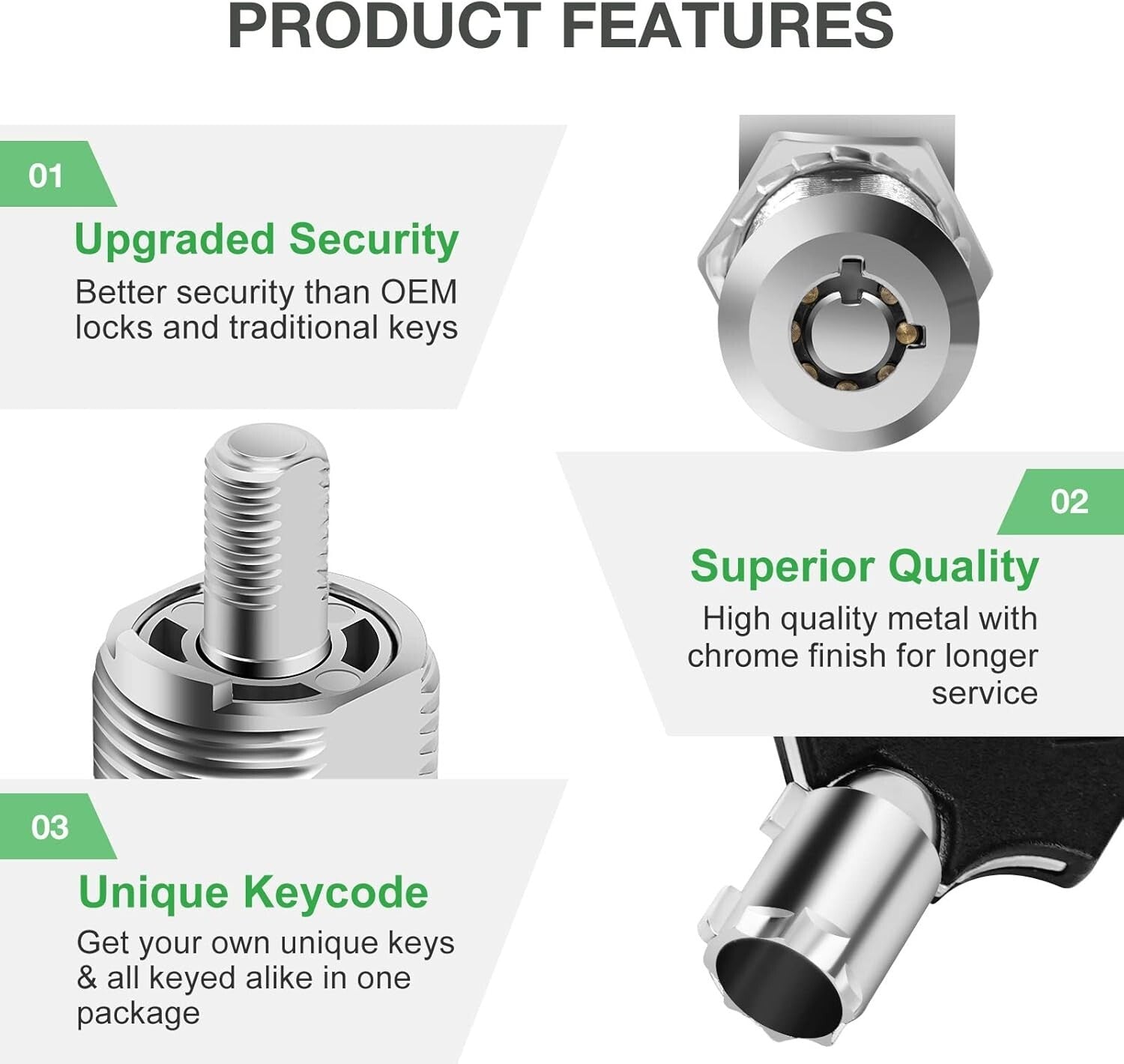 10 Pack Waterproof Keyed Alike Toolbox Locks - Zinc Alloy, 5/8" Flexible Fit
