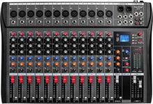 Load image into Gallery viewer, Versatile 12-Channel Audio Mixer for DJ &amp; Recording with Bluetooth &amp; USB Support