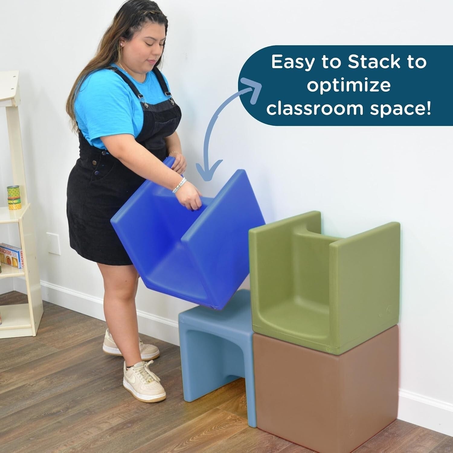Versatile 3-in-1 Kids Sky Blue Chair: Safe, Easy-Clean Classroom Furniture