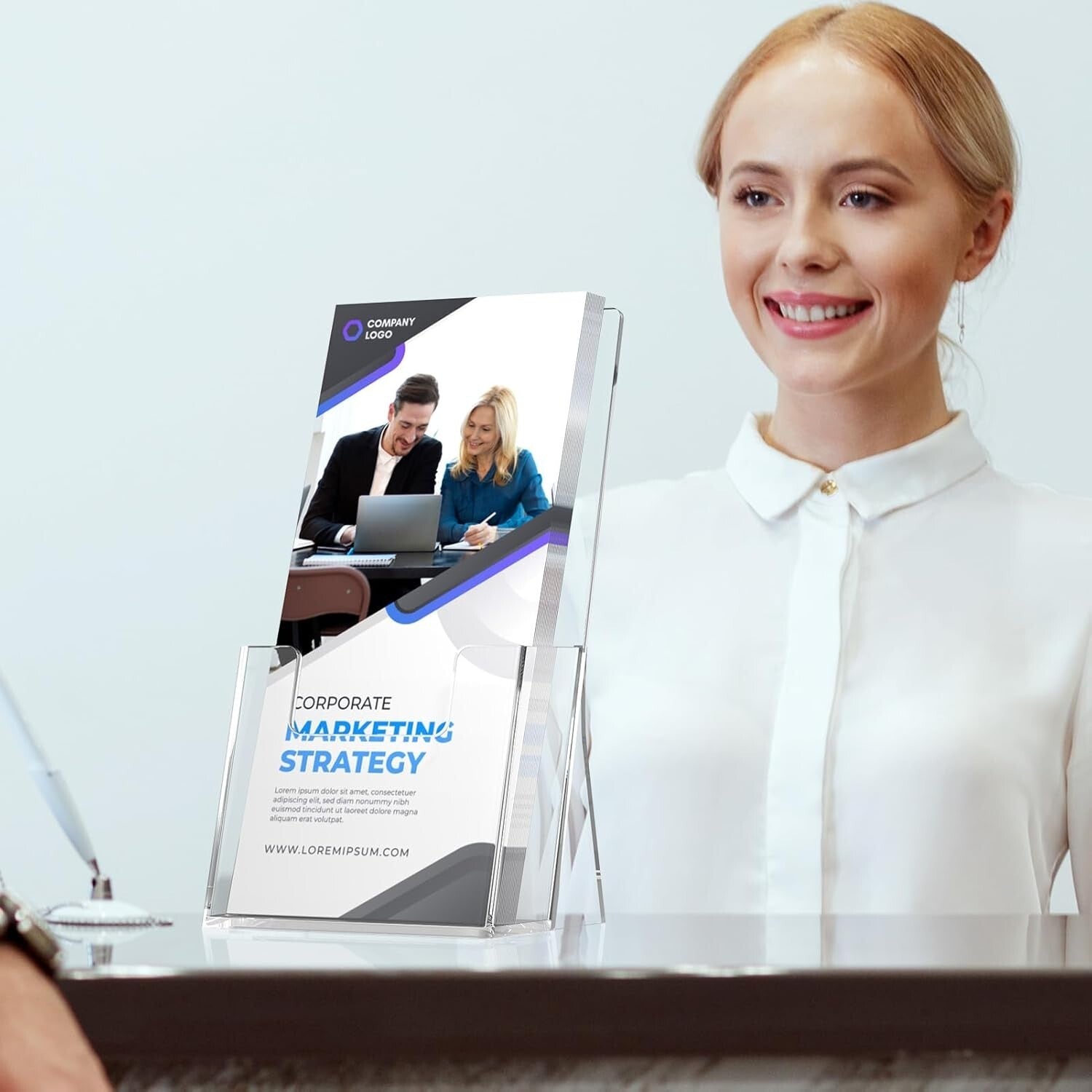 Durable Clear Acrylic Flyer Holders - 12 Pack, Slant Back for Standout Displays