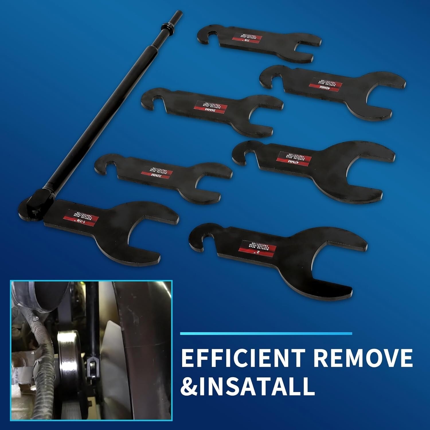 All-in-One Pneumatic Fan Clutch Wrench Kit with Blow-Molded Case - 32mm to 2''