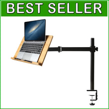 Load image into Gallery viewer, Ergonomic Desktop Book Holder - XL Bamboo Clamp Stand for Cooking and Study