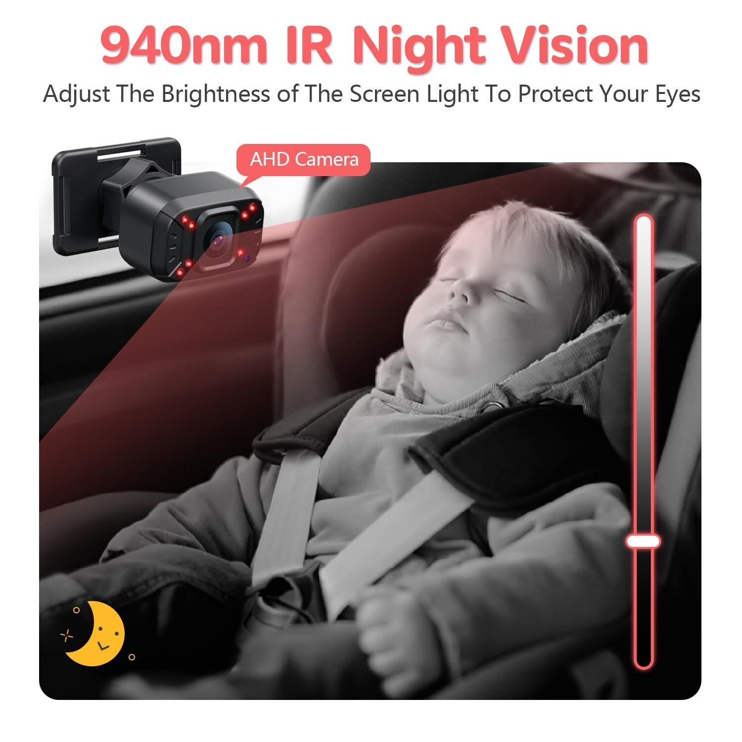 Easy-Install Baby Car Camera with 1080p Display & Night Vision for Road Safety