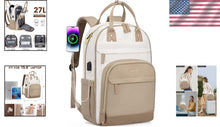 Load image into Gallery viewer, Durable USB Charging Backpack for 15.6 Inch Laptop - Water-Resistant Beige-Khaqi