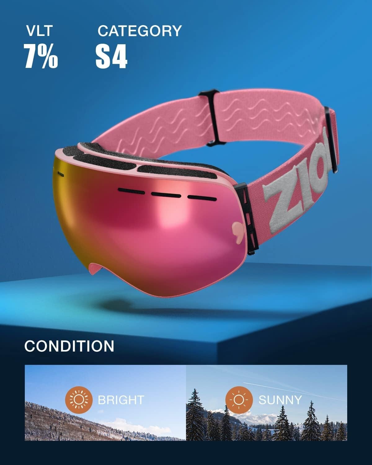 Lightweight Ski Goggles with Panoramic View - Stylish OTG Design for Snow Sports