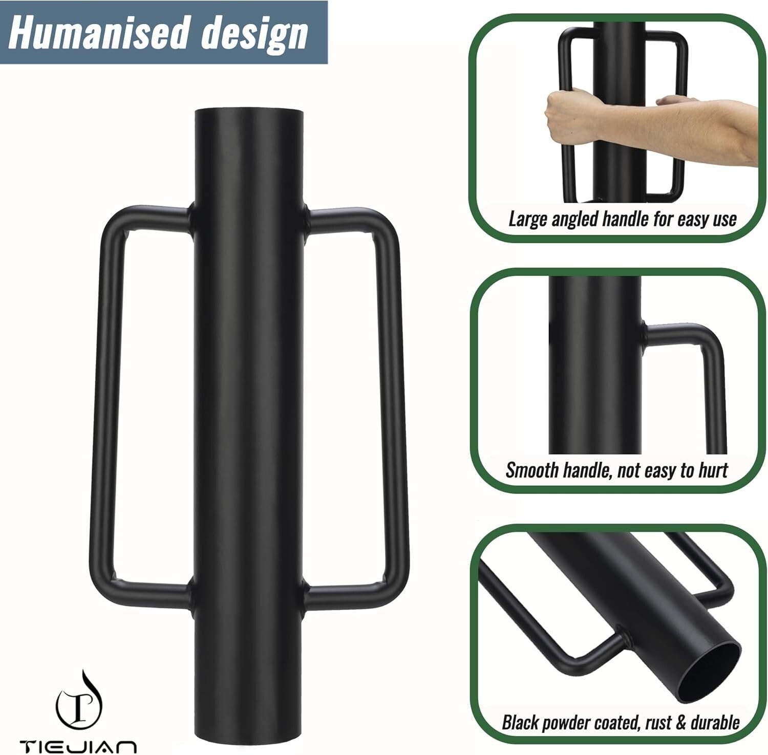 18 LB Heavy Duty Steel Fence Post Driver with Ergonomic Handle - Durable Black