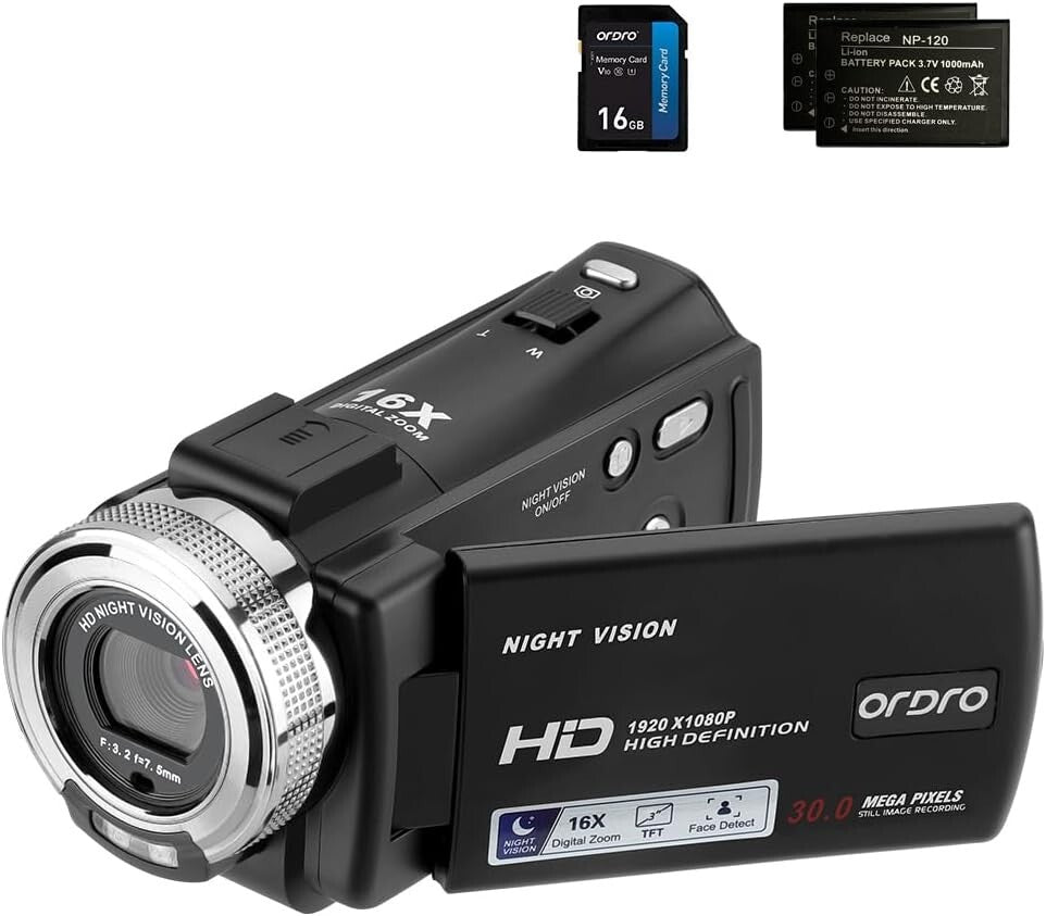 Infrared Night Vision 1080P Camcorder with 16GB Memory - Perfect for Adventurers
