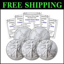 Load image into Gallery viewer, Collector's Set: 5 oz American Silver Eagle Coins, Certs Included - 2025 Edition