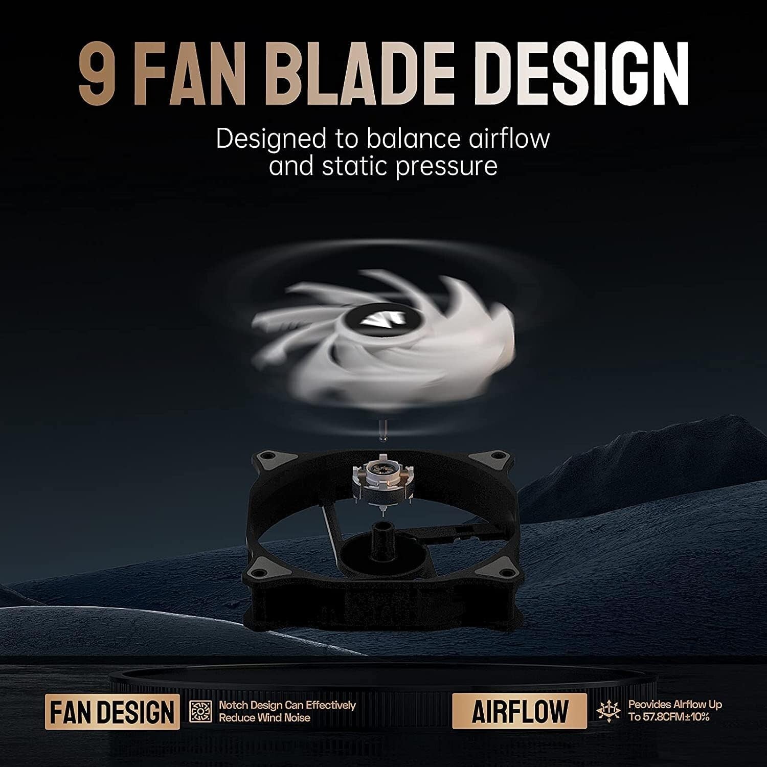 Durable 120mm PC Fans with Gold Wire LEDs - Silent Operation & 30,000 Hour Life