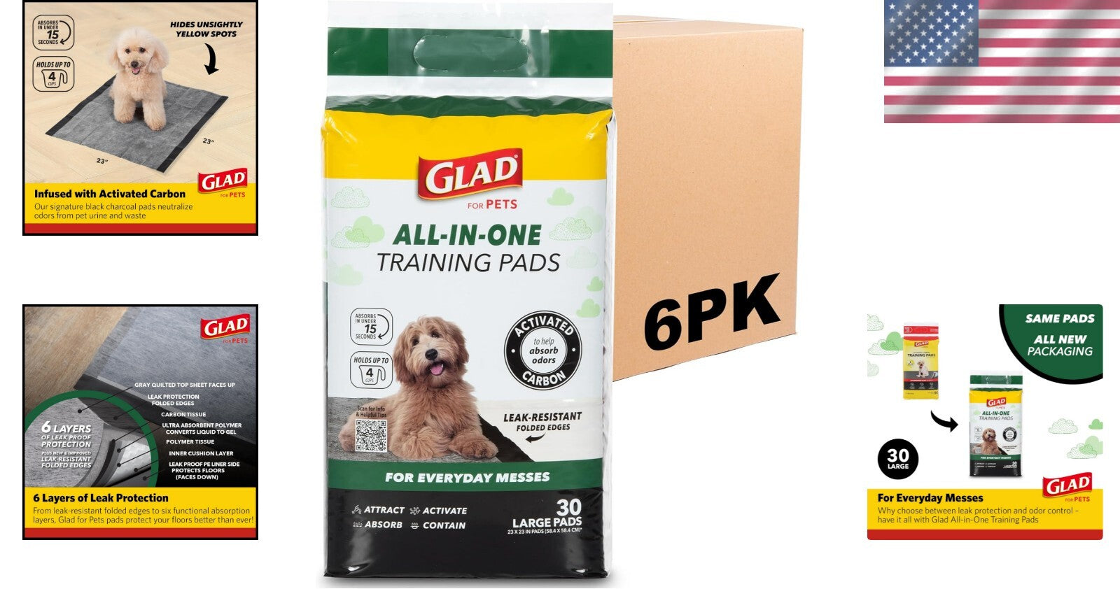 Odor-Control Charcoal Training Pads – 180 Count, Disposable for All Dog Sizes