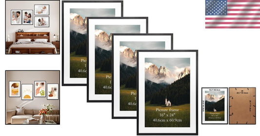 Transform Your Space - Set of 4 20x28 Picture Frames with Mats for Art Display