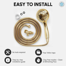Load image into Gallery viewer, Spa-Like Experience: 4.5" Polished Brass Handheld Showerhead with 6 Spray Modes