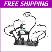 Load image into Gallery viewer, Heavy Duty Magnetic Helping Hands Soldering Station with 3X LED Magnifier