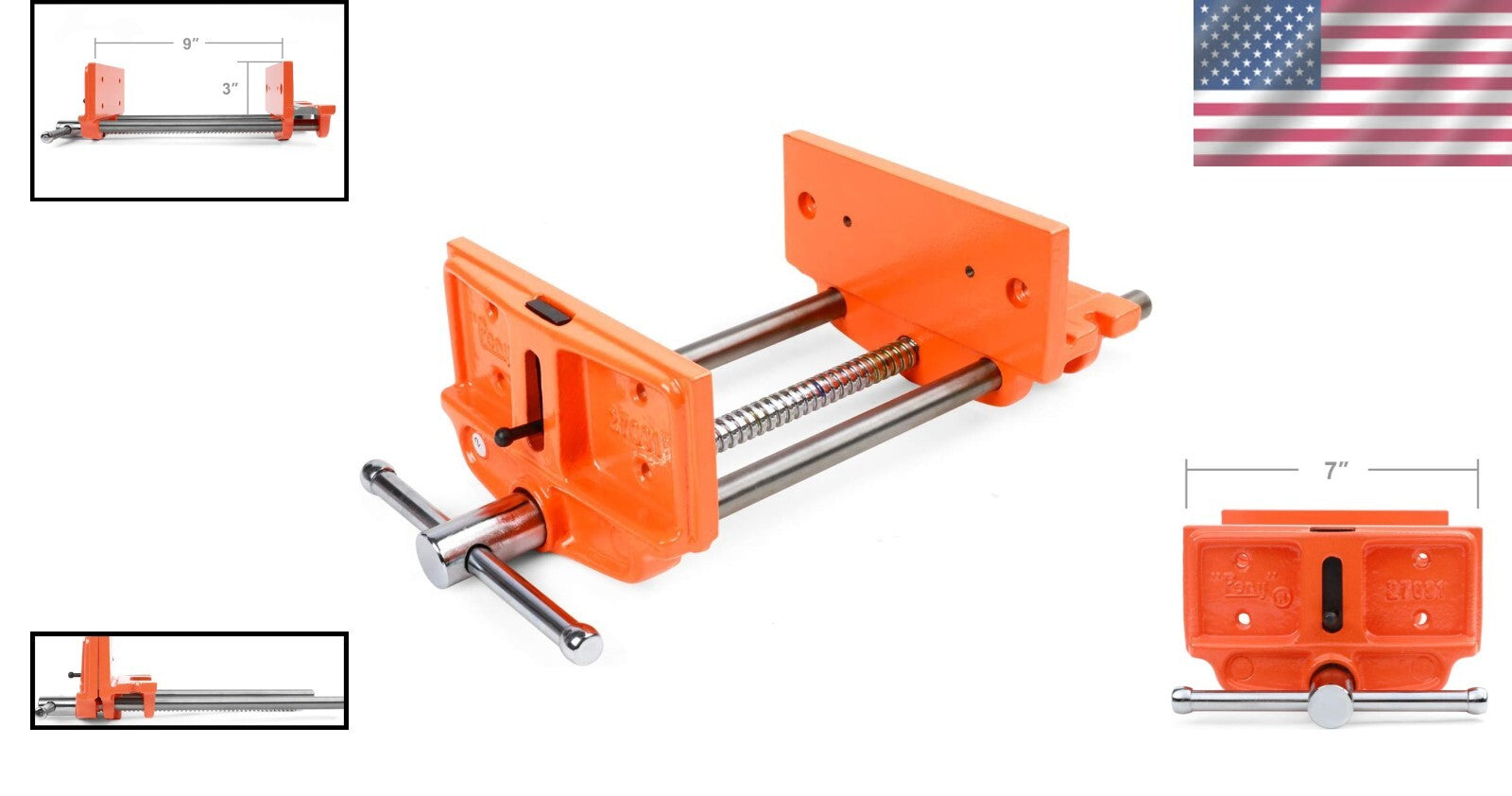 Stainless Steel Woodworker's Vise - 9" Jaw Width, Ideal for Home & Shop Use