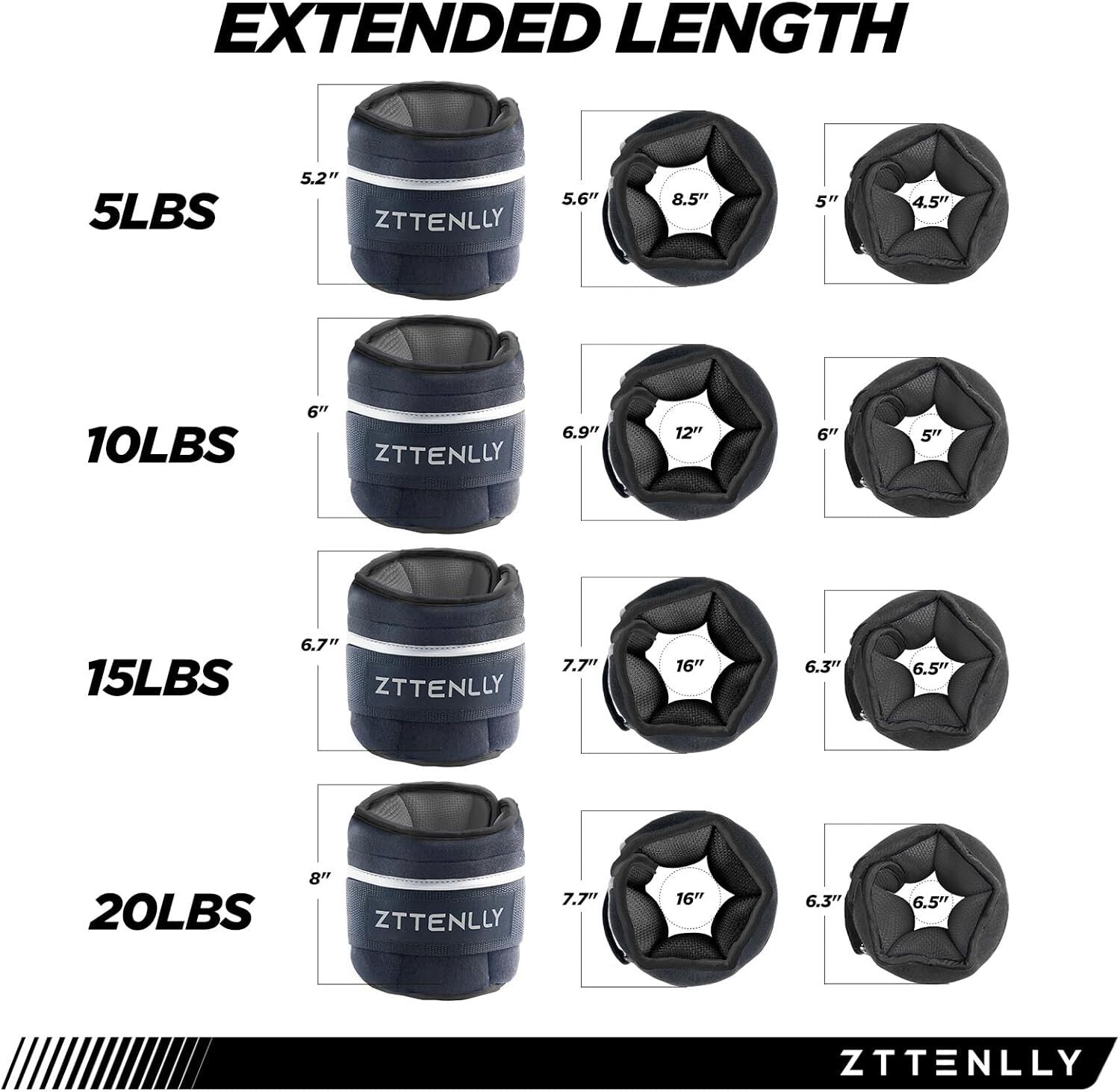 Eco-Friendly Adjustable Ankle Weights with Reflective Safety Trim & Carry Bag