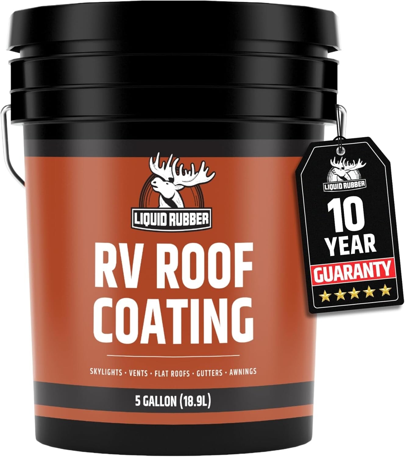 Flexible Waterproof RV Roof Sealant - 5 Gallon Brilliant White Coating for RVs