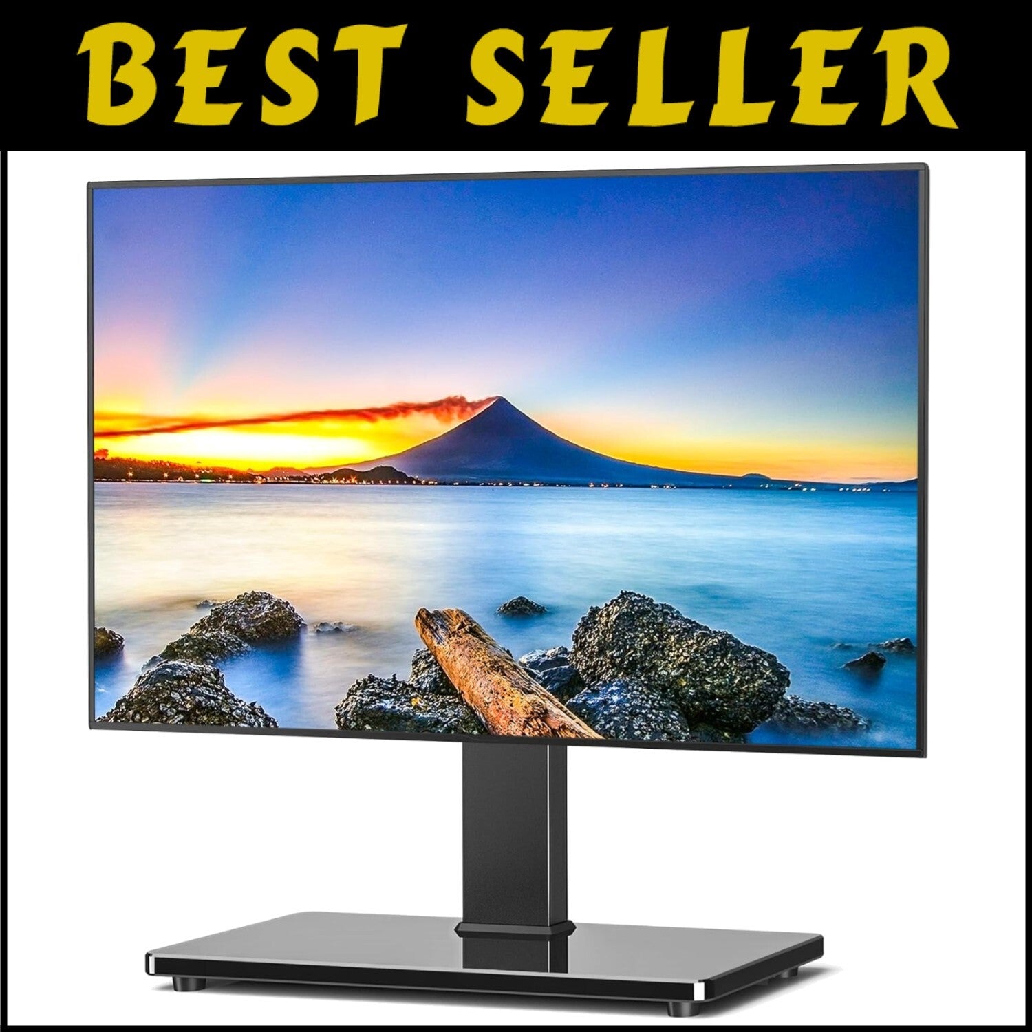 Elegant Universal TV Stand with Swivel Mount for 32-75 Inch TVs - Tempered Glass