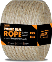 Load image into Gallery viewer, Versatile 600' Natural Agave Sisal Rope - 1/4" Durable Twine for All Projects