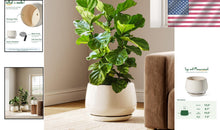 Load image into Gallery viewer, Elegant 12-Inch Ceramic Planters with Drainage Holes - Modern Reactive Glaze