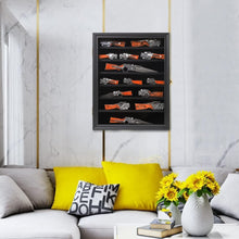 Load image into Gallery viewer, UV-Protected Knife Shadow Box Cabinet with Anti-Theft Features - Black Wood