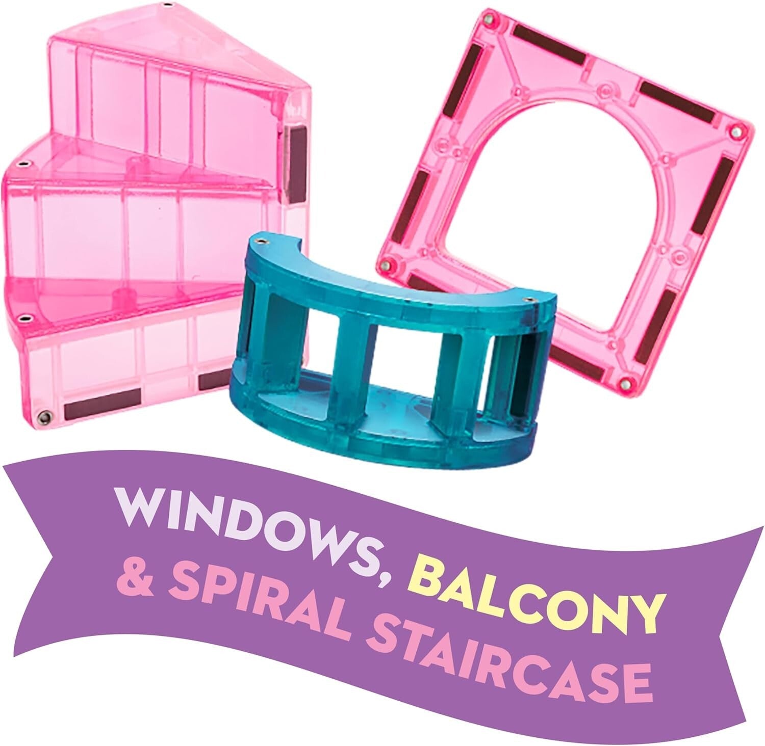 Deluxe Castle Magnetic Construction Set Featuring Spiral Staircase & Drawbridge